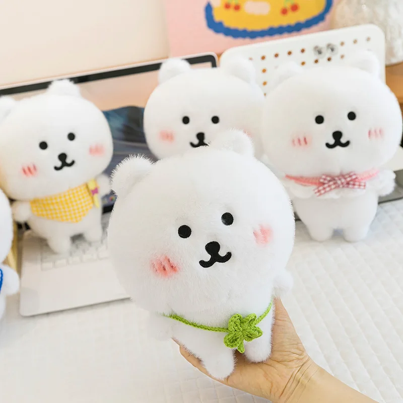 Kawaii Plush Toy Cute Filled Doll for Kids Birthday Xmas Gift Adorable 25cm Bear with Knit Scarf Cute Stuffed Animal High