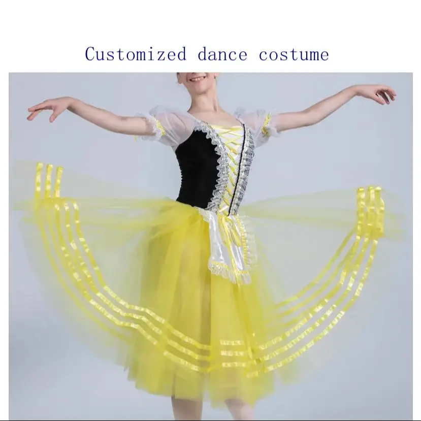 Vestido de balé traje de dança vestido feminino, vestido transparente personalização de competição adulta qualquer cor
