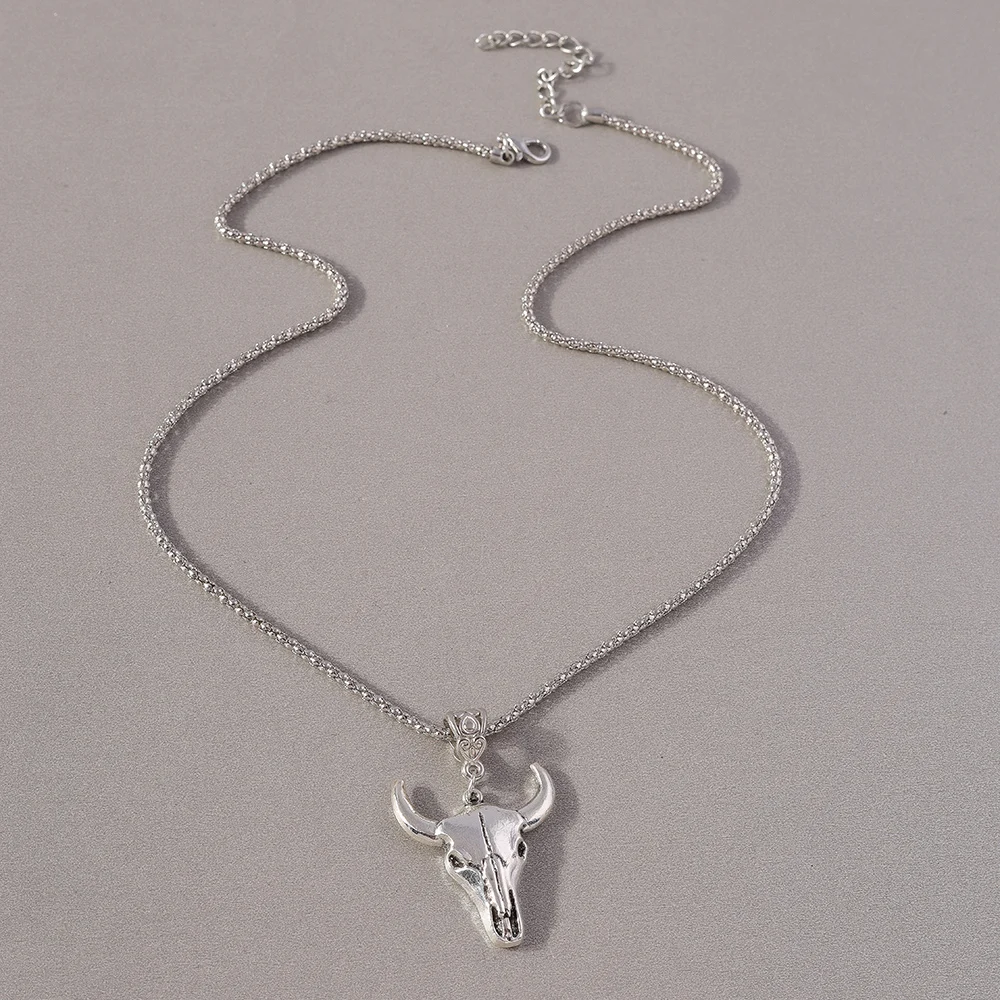 Aihua Klassische Eid Al-Adha Bull Kopf Halskette für Frauen Männer Einfache Edelstahl Lange Kette Halskette Hip Hop Street Dance schmuck – Detail 5