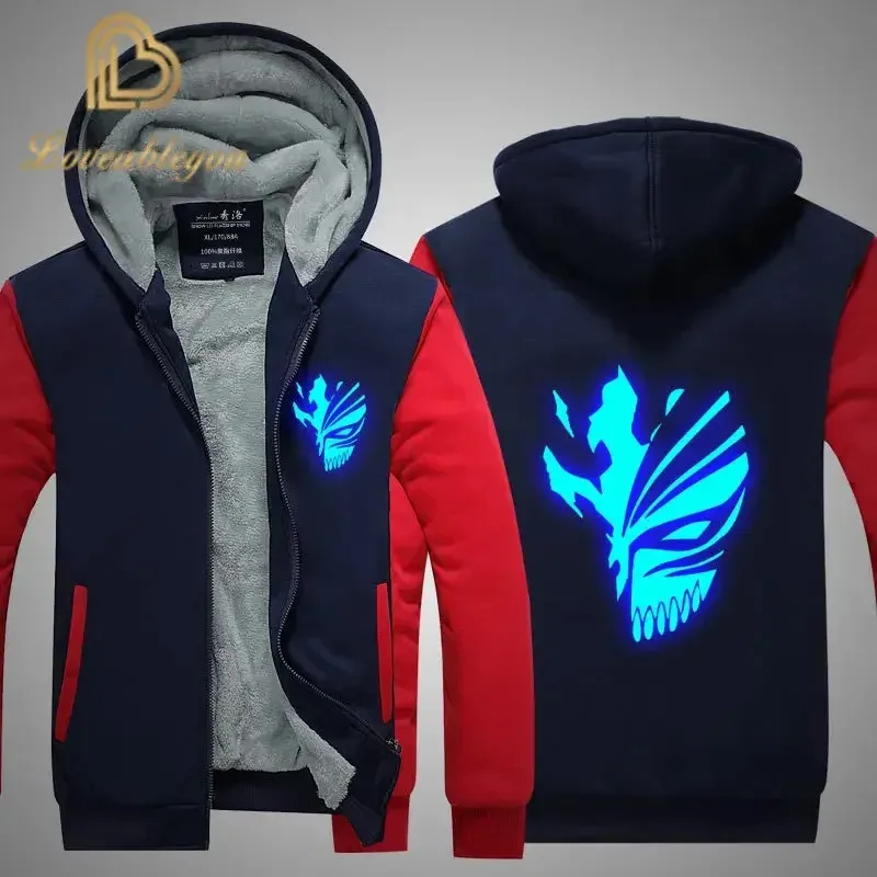 2025年11月アニメコートブリーチ黒崎一護スウェットシャツパーカー夜間用ジップアップパーカーユニセックス厚手ジャケットメンズ＆レディース服