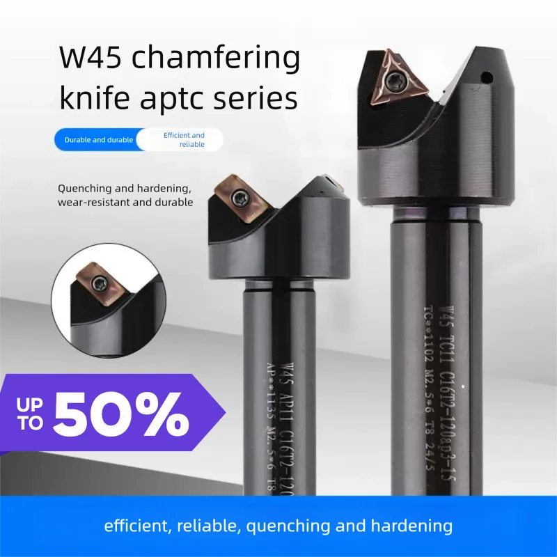 

W45 CNC External 45° 30° Chamfer Tool Holder Straight Shank Chamfering Cutter for Deburring Trimming