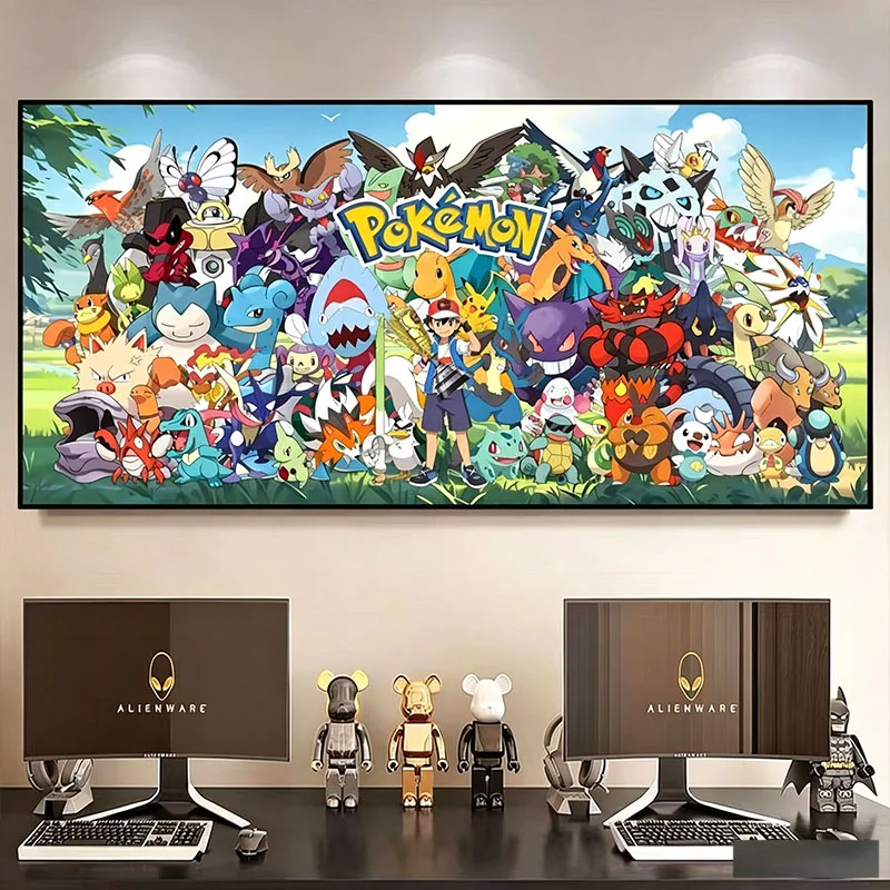 Pokémon Canvas Decorative Painting Frameless Cartoon Printing Pikachu ‌Charizard Raichu Eevee Room Decoration Poster HolidayGift - view 3