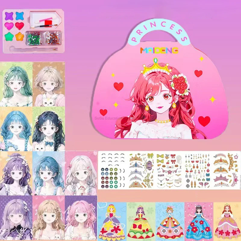 Kawaii Coloring DIY Princess Makeup Set  Arts and Crafts Kids Girls Children Toy Book Lover Gifts Art Supplies image 2