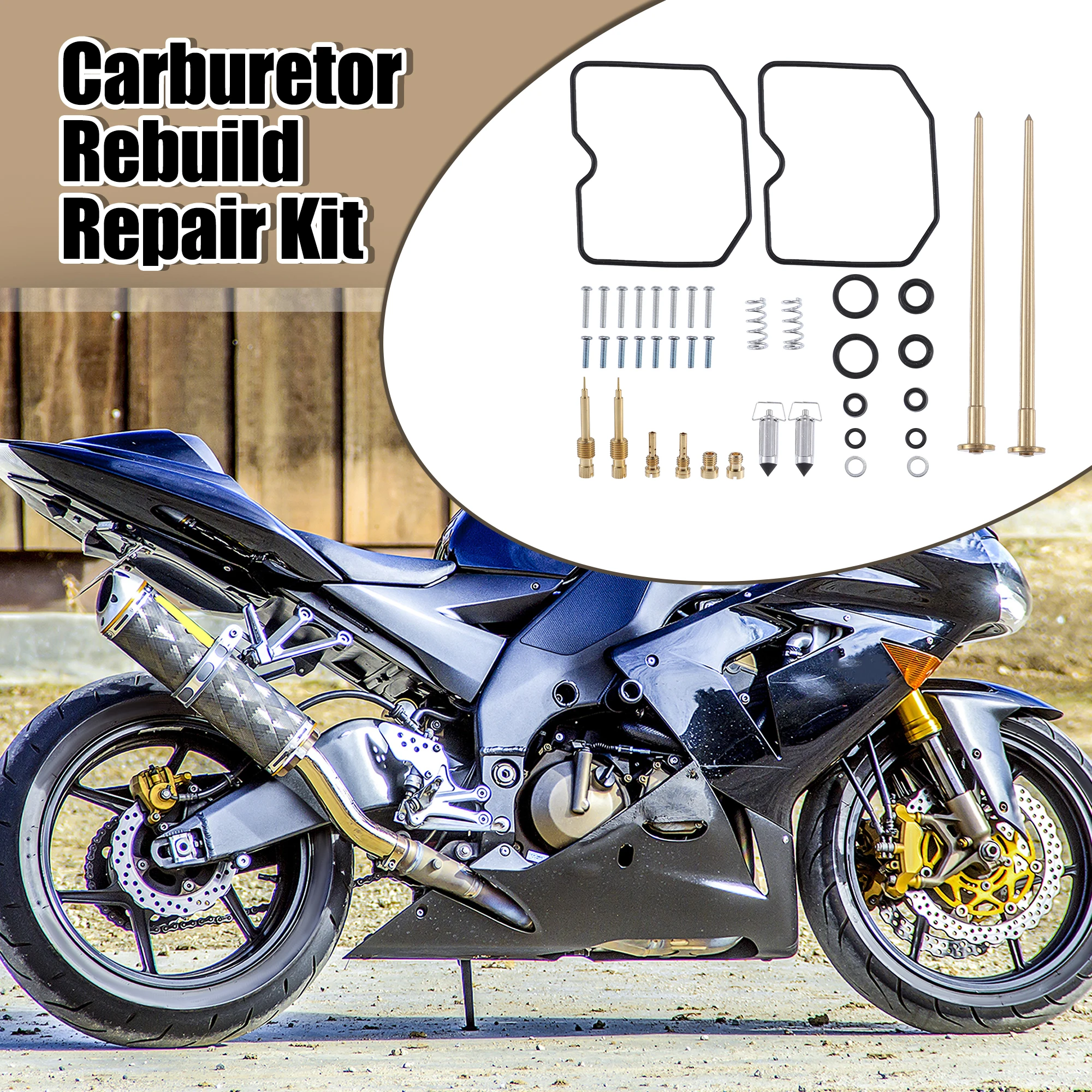 Motoforti Carburetor Repair Rebuild Parts Kit for Kawasaki Ninja 250R 1988 1989 1990 1991 1992 1993 1994 1995 1996 1997-2007