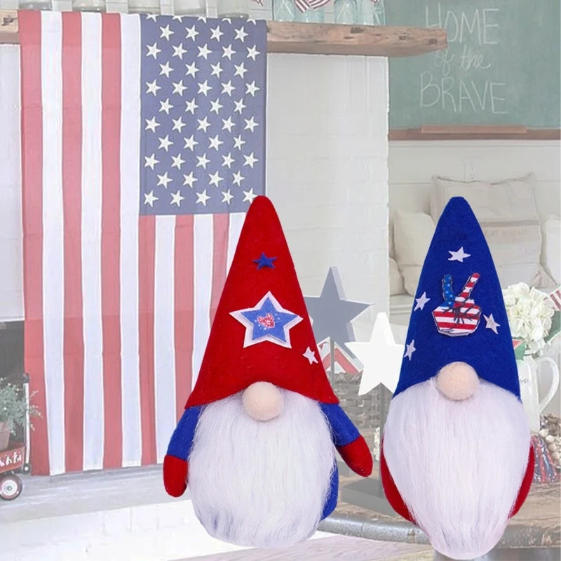 Independence Day Gnome Decors Faceless Tomtes Dwarfs for Kitchen Tiered Tray Decors Bedroom Home Garden Decorations