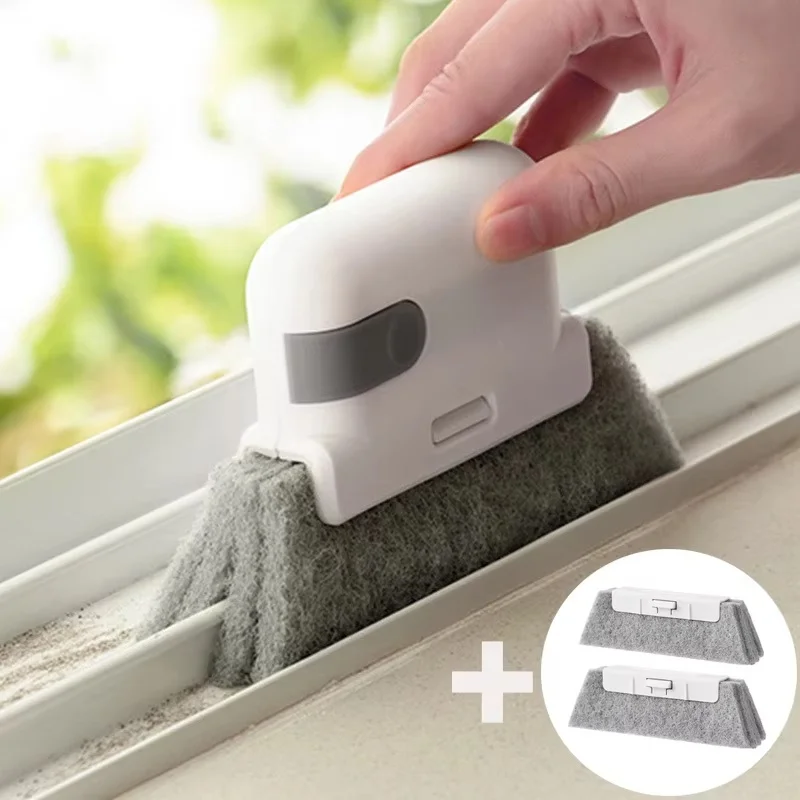 2 In 1 Window Track Cleaning Brush Cleaner Detachable Scrub Pad Household Gap Scrubber for Sliding Door Window Sill Tile Crevice