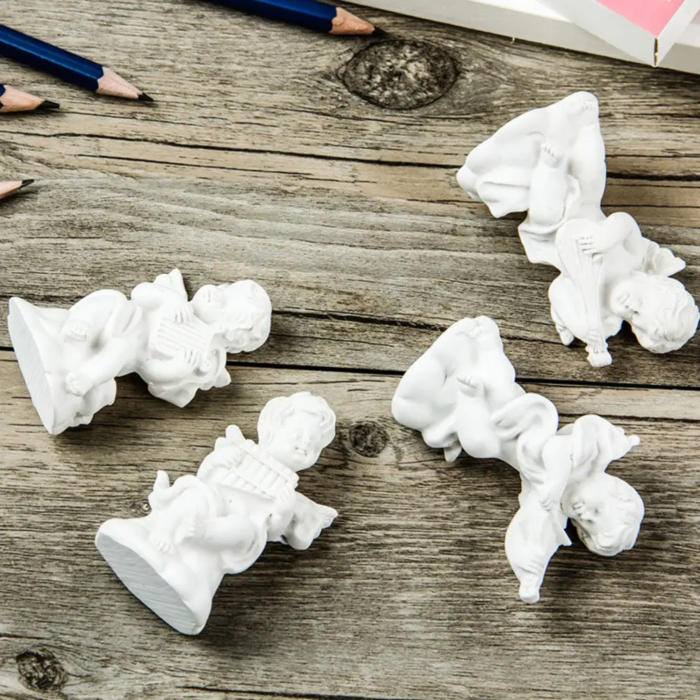 4Pcs Plaster Statue Cupids High Quality Resin Compact Size Sketch Drawing Home Desktop Decorations Stone Sculpture Art Supplies