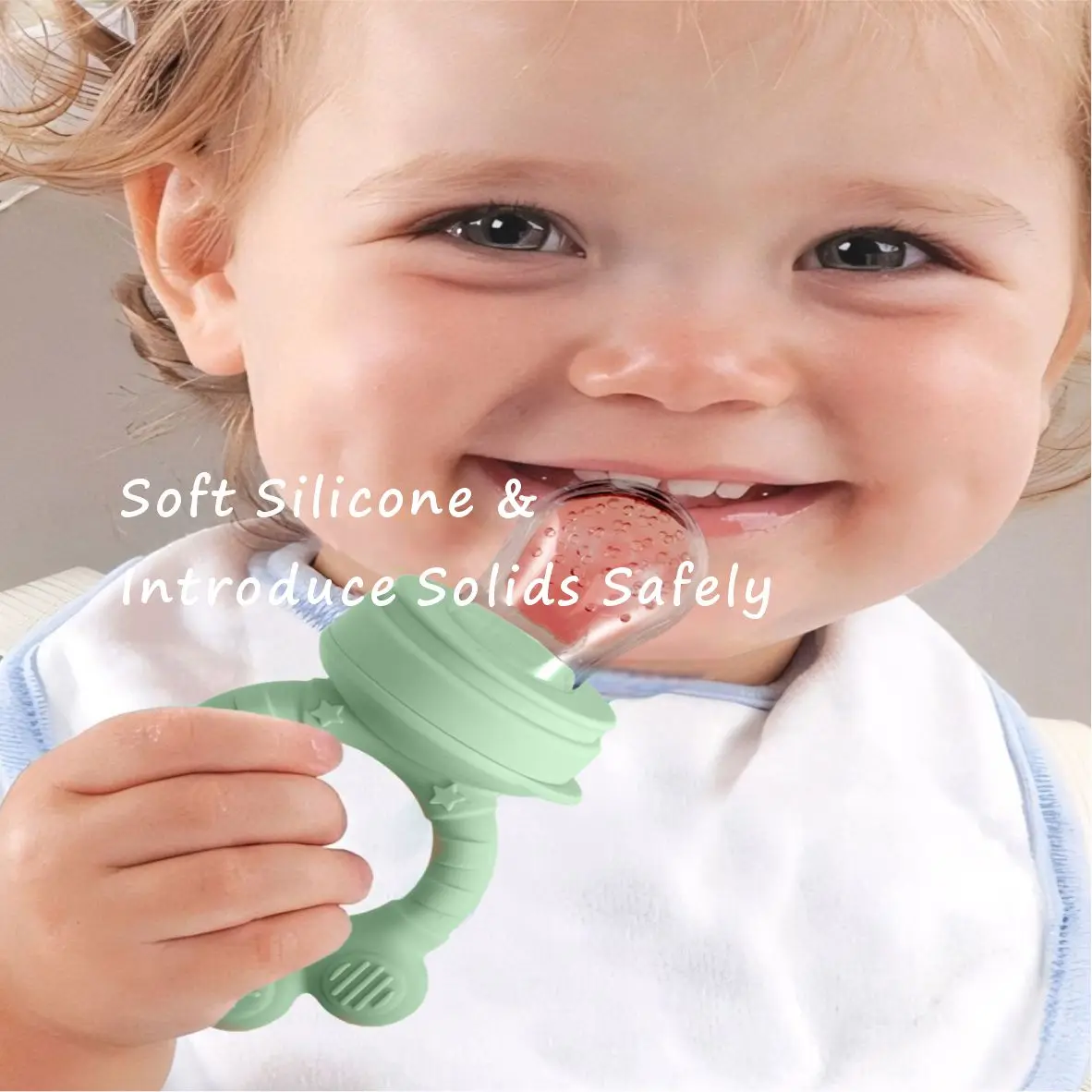 Baby Fruit Food Feeder & Freezer Nibble Tray Combo, Breastmilk Popsicle Molds，BPA Free Silicone Feeder，Infant Self Feeding, 4M+ view 4