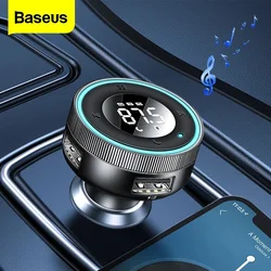 Baseus-transmisor coche FM inalámbrico con Bluetooth 5,0, modulador de Radio auxiliar, Cargador rápido USB, reproductor de Audio MP3 con manos libres para coche