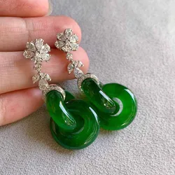 Classic vintage crystal flower natural resin chain earrings, suitable for women's luxurious and elegant wedding jewelry