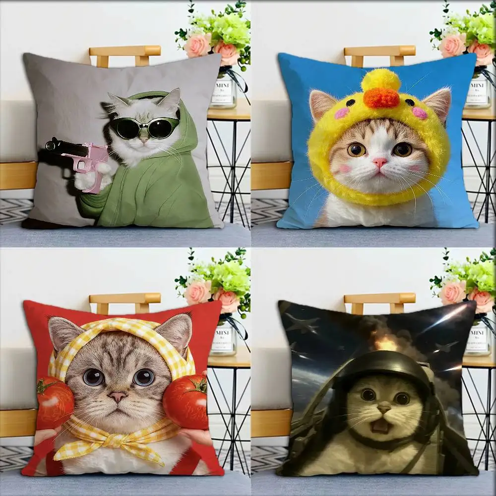 

Cute Cat World Various Sizes Square Pillow Case For Car Home Bedchamber Decor