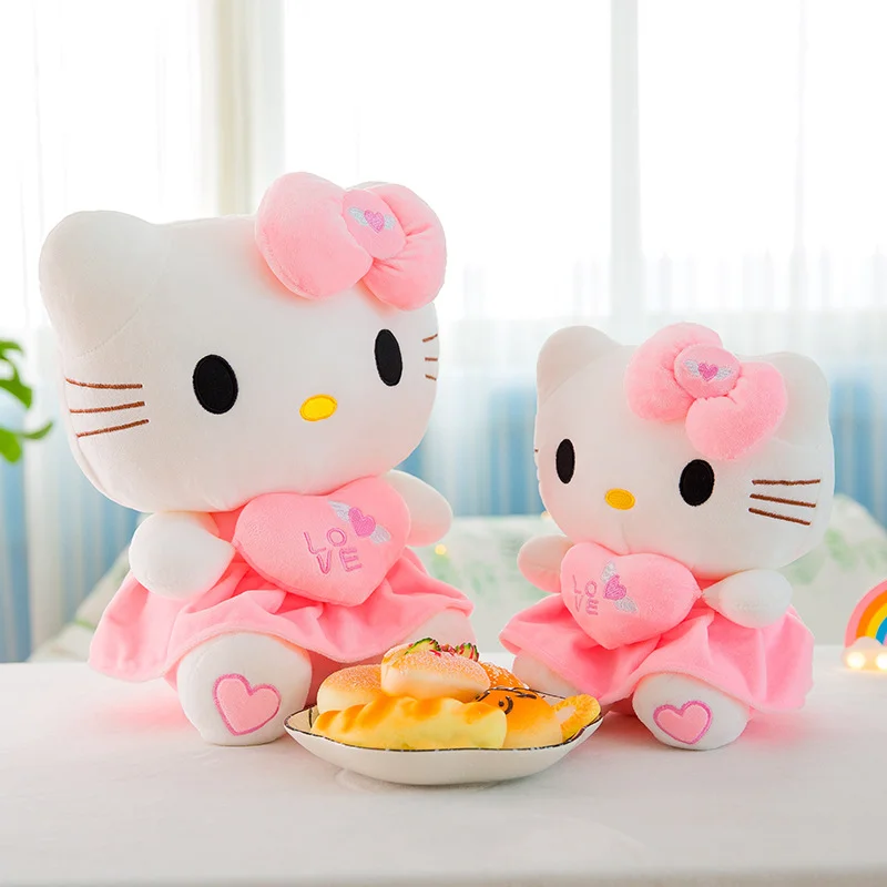 Cute Hello Kitty Pink Plush Stuffed Toys Anime Cartoon Plushie Doll Soft Stuffed Pillow Toys For Children Birthday Xmas Gifts