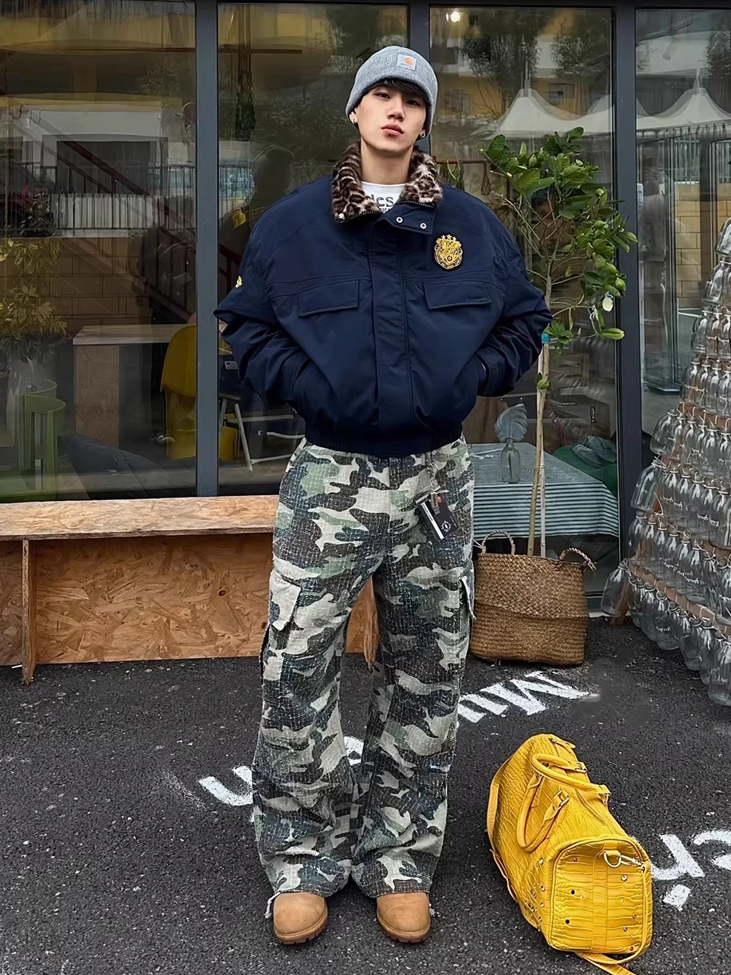 

Thiened двусторонний хлопковый джерт для мужчин, зимний теплый молодежный модный джет с вышивкой горного орла