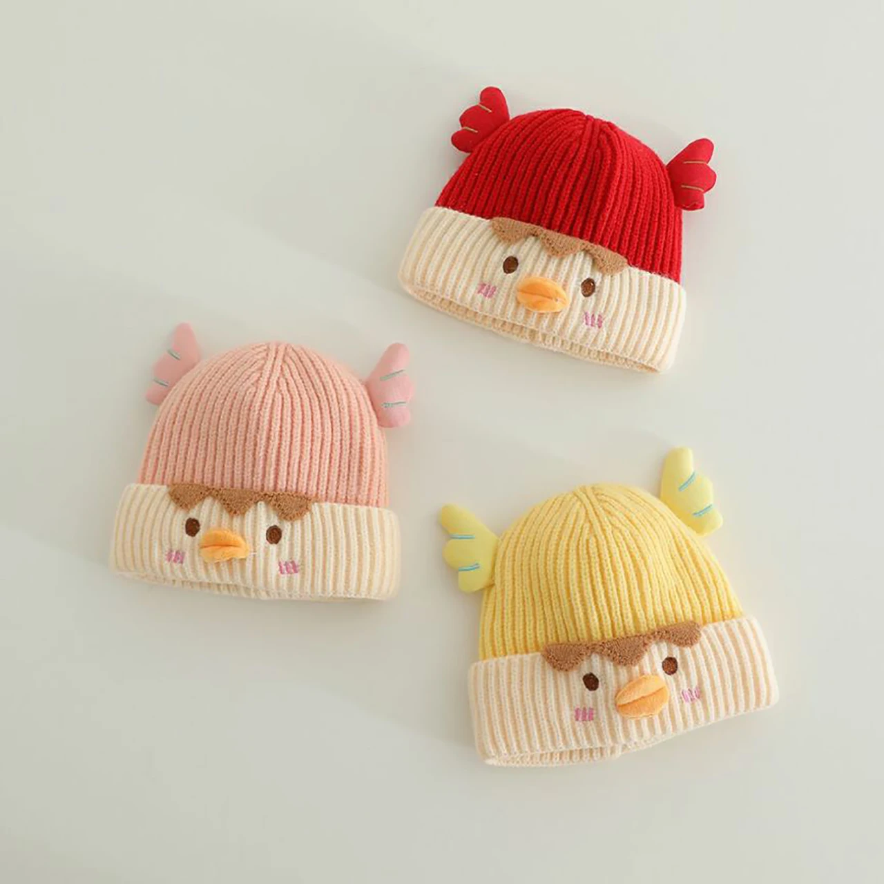 Cute Cartoon Baby Knitted Hat Funny Kids Beanie 1-3Year Boy Girl Toddler Winter Warm Woolen Pullover Cap Children Crochet Bonnet