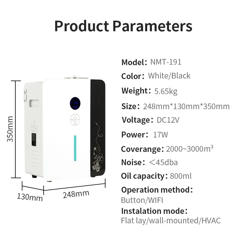 Namste 3000 m³ เครื่องพ่นน้ำหอม Essential น้ำมันหอมระเหยเครื่องกรองอากาศ HVAC ติดผนังเครื่องใช้ไฟฟ้าในบ้าน