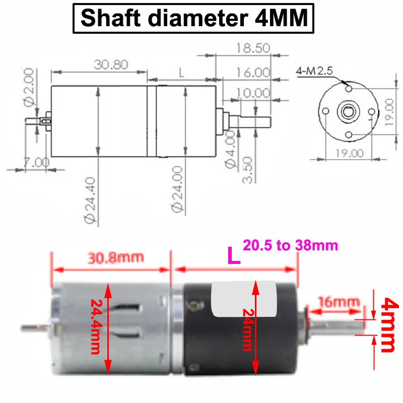 DC 6V12V24V Low Speed Micro Planetary Gear Motor Long Life Large Torque Adjustable Speed Reversible Shaft Diameter 4MM Or 6MM