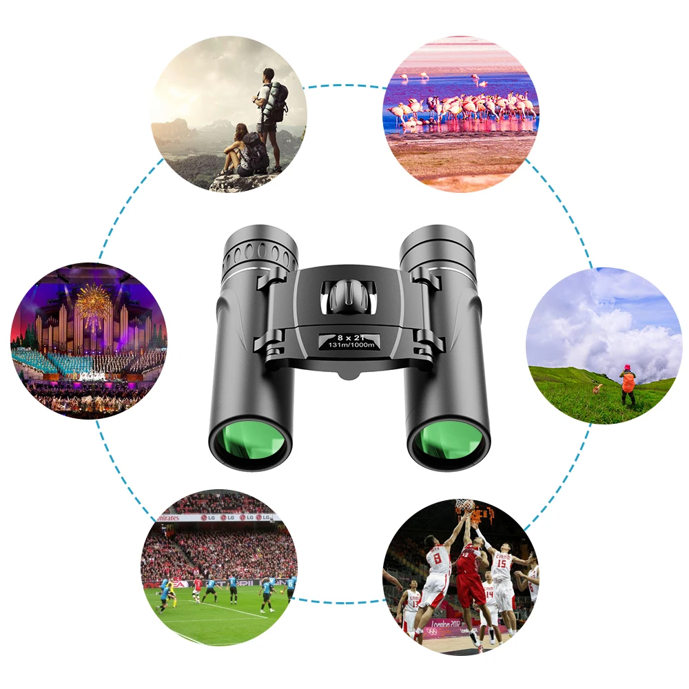 

APEXEL 8x21 Compact HD Powerful Binoculars 1000M Long Range Folding Mini Telescope FMC Optics For Hunting Sports Outdoor Camping