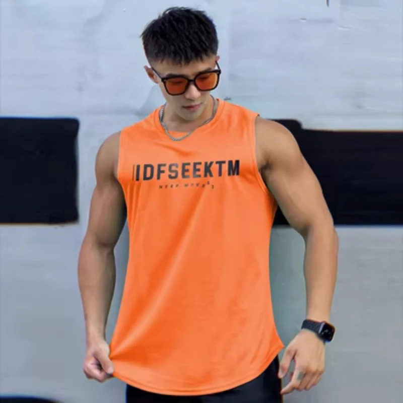 Men Gym Tank Top Fitness Sleeveless Shirt Male Mesh Breathable tops Fitness Sports Basketball Vest Undershirt Gyms Running Vest
