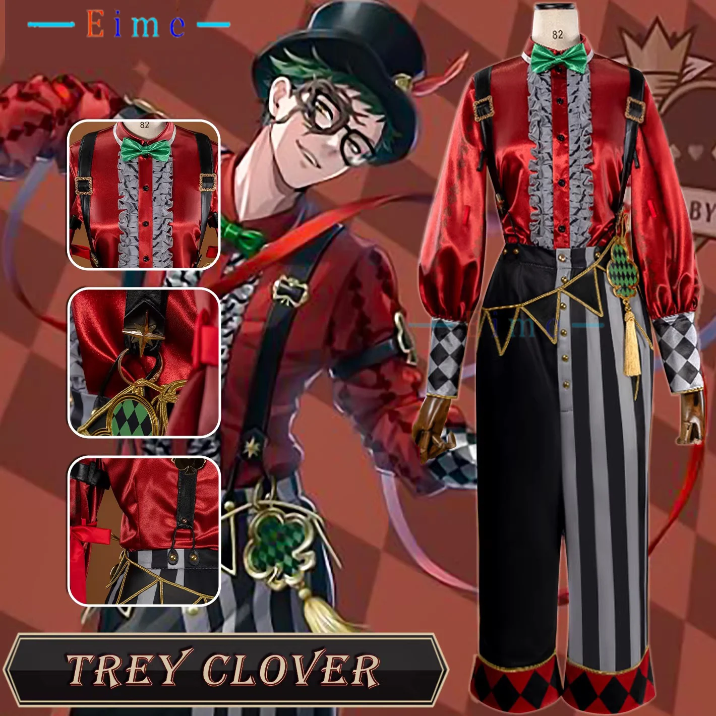 

Twisted Wonderland Trey Clover Cosplay Costumes Adult Fancy Party Suit Halloween Carnival Uniforms Anime Clothings Custom Made