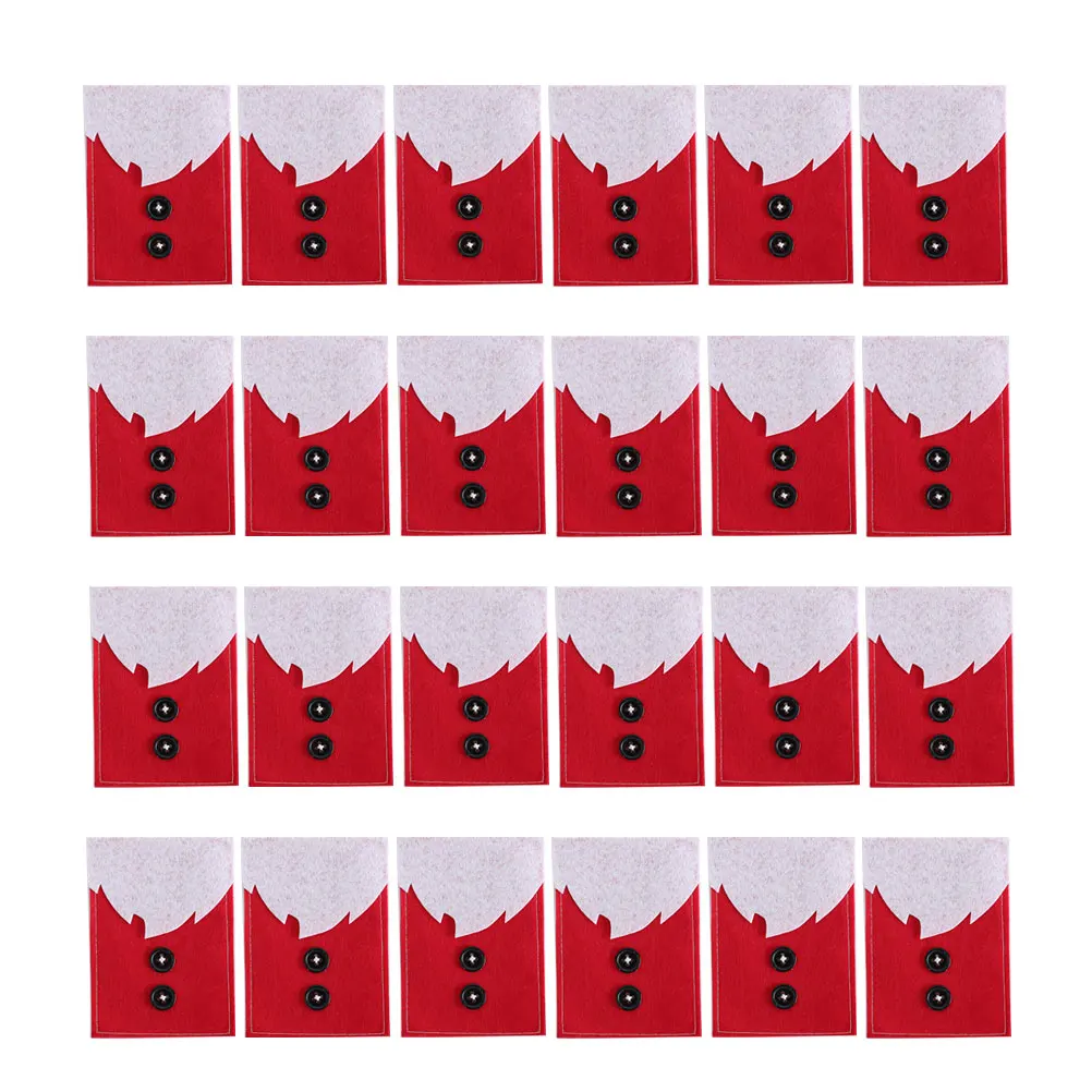 

24 Pcs Christmas Tableware Bags Silverware Holder for Cutlery Non Woven Fabric Party Supplies Retro Holiday Dining Accessories