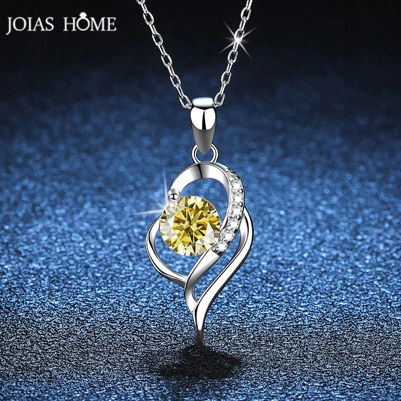 JoiasHome Silver s925 1ct Moissanite Gemstone Love Pendant Necklace Fashionable and Classic Style, Best Gift for Wife