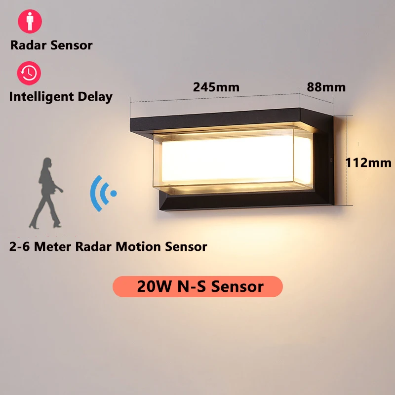 Imagem -04 - Lâmpada de Parede Led com Sensor de Movimento Iluminação Exterior Impermeável Ip65 Varanda Jardim 20w