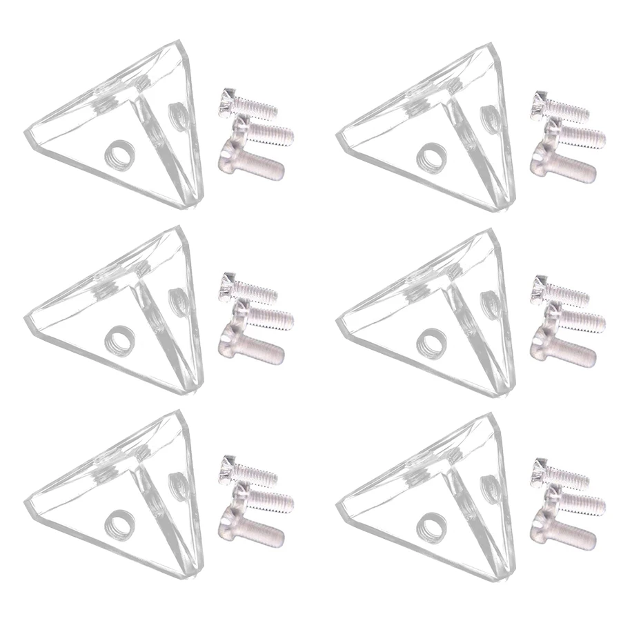 2000PCS Bretelle angolari trasparenti in acrilico Vetrina fai da te Bretelle con giunto ad angolo retto Collegamento filettato su 3 lati Staffe stabili + viti