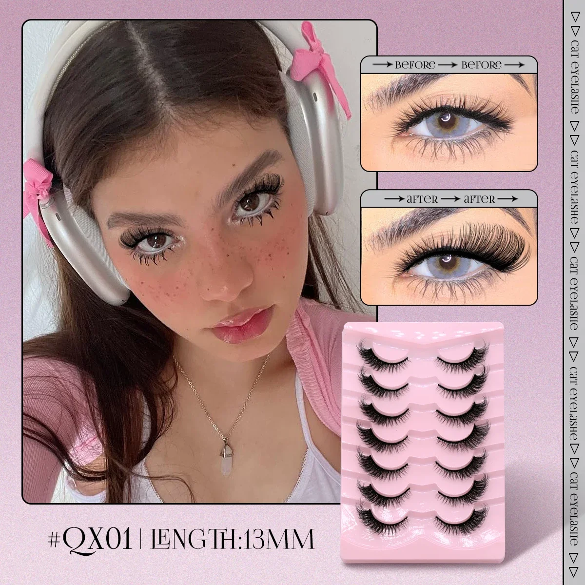 GROINNEYA Cat Eye Lashes Faux Mink Eyelashes Winged End Eye Elongated Eyelashes Fake Lashes Soft Natural long Volume Mink Lashes