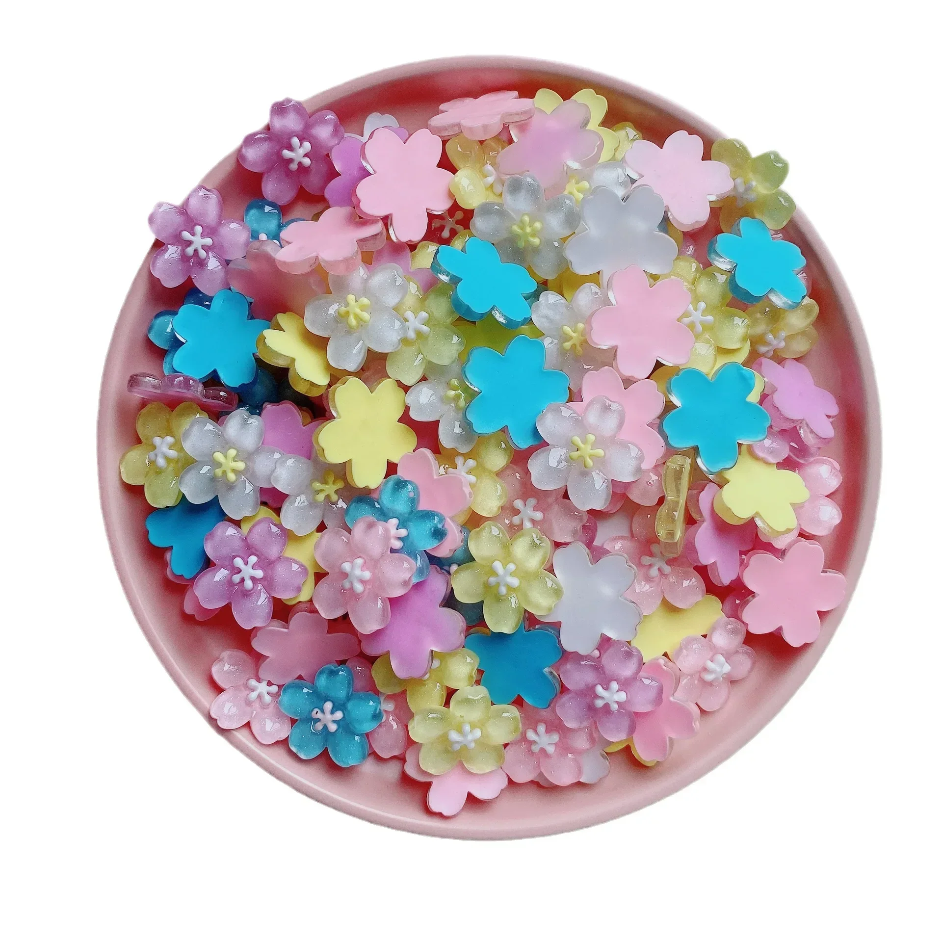 Transparent Ice-through Cherry Blossom Resin Accessories Handmade DIY Hairpin Accessories Storage Water Cup Mobile Phone Patch