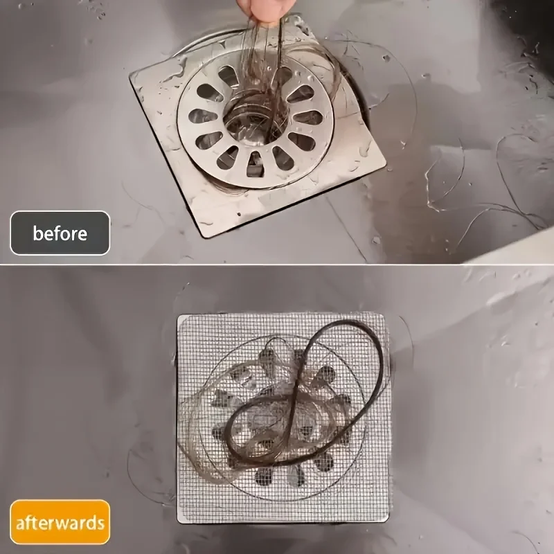 60pcs Mesh Sticker Anti-Clog Drain Filter - Disposable Protector for Kitchen Sink, Bathroom & Bathtub Hair