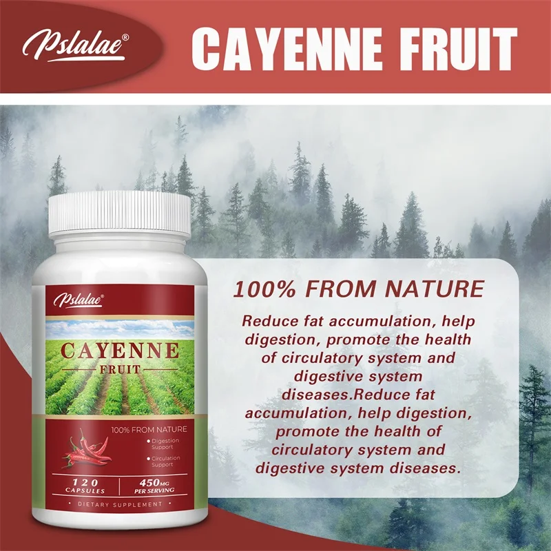 Cayenne Capsules - Supports Digestion, Cardiovascular Health, Promote Blood Circulation and Metabolism