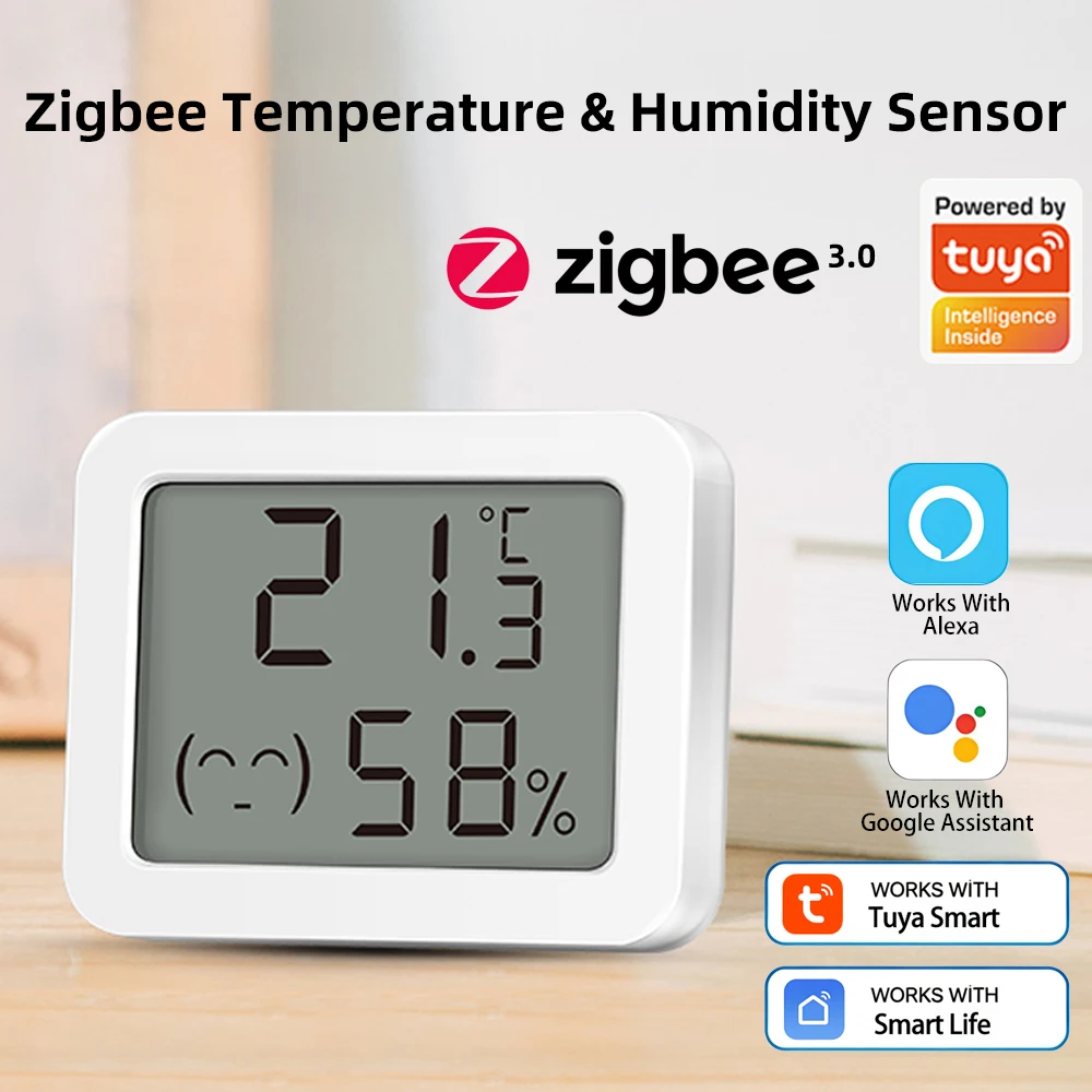 Умный термометр Arumny Tuya ZigBee3.0, датчик влажности, ЖК-дисплей для умного дома, мониторинг в реальном времени для приложения Smart Life, Alexa, Google Home