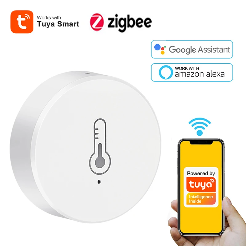 

Умный датчик температуры и влажности Zigbee Tuya с питанием от батареи и приложением Tuya Smart Life работает с Alexa Google home