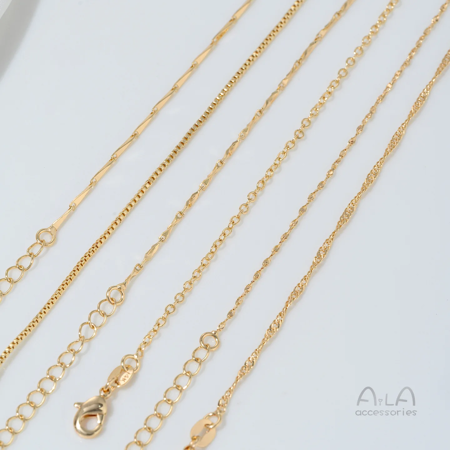 14K Gold Color Collarbone Chain O-chain Water Wave Chain Ingot Chain DIY Handmade Bracelet Jewelry Accessories Materials