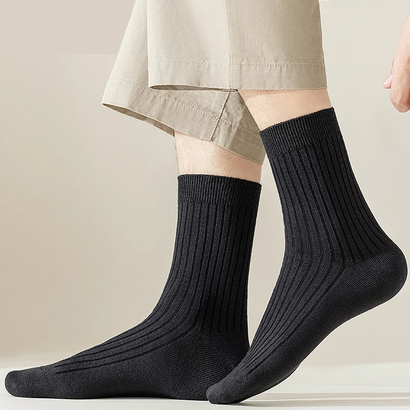 10 Pairs Lot of Men's Summer Breathable Sweat Absorbing Vertical Socks Versatile Mid Tube at Home or Office Wear Women's Socks