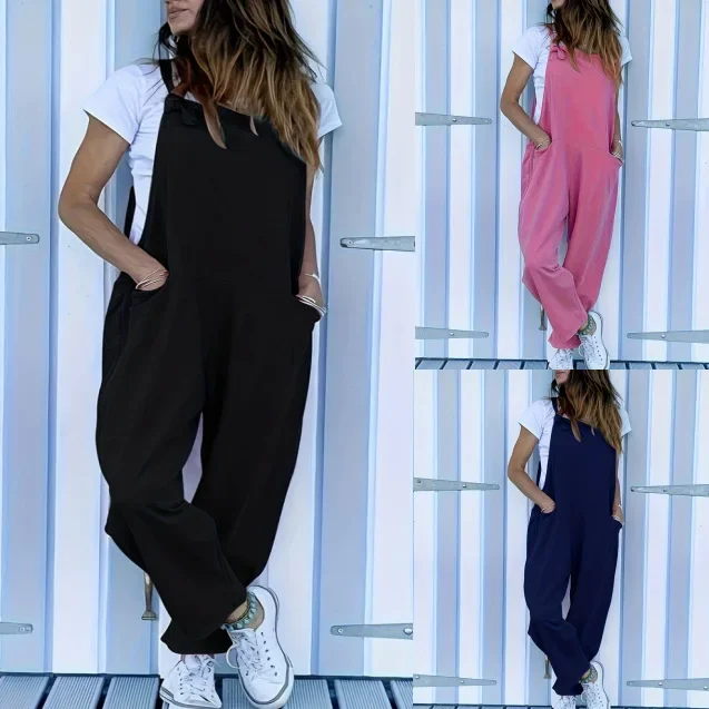 Sommer lose ärmellose Cargo Jumps uit neue Sling Jumps uits für Frauen Cargo Pocket weibliche Jumps uit Overalls für Frauen Hosenträger