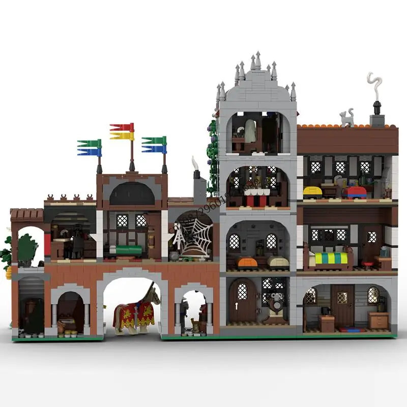 新しい 3327 個ヨーロッパ中世城 MOC 都市広場モデル DIY 創造的なアイデア子供のクリスマスおもちゃ組立パズル誕生日ギフト