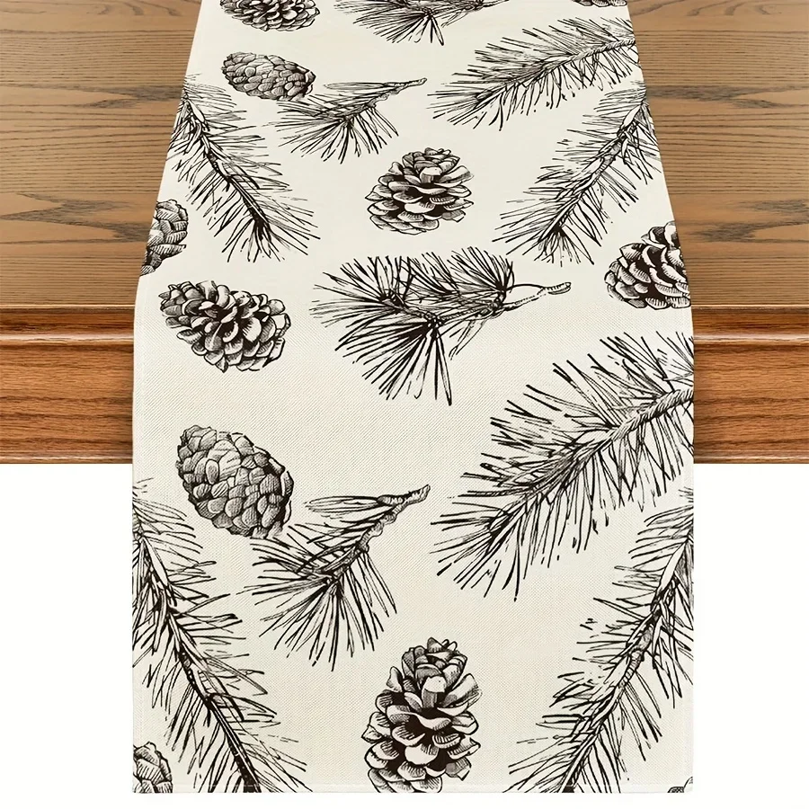 Bohemian Bohemian Fir Pine Cone Christmas Table Runner Seasonal Winter Foliage Kitchen Table Decorations for Home Party Decor Holiday Dec - Aliexpress Deal