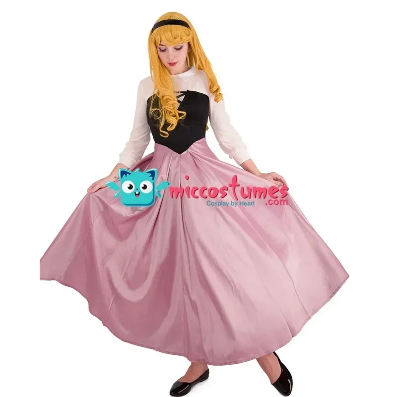 Micfigurinos-Aurora Camponês Vestido com Xale Petticoat Cosplay Traje para Mulheres