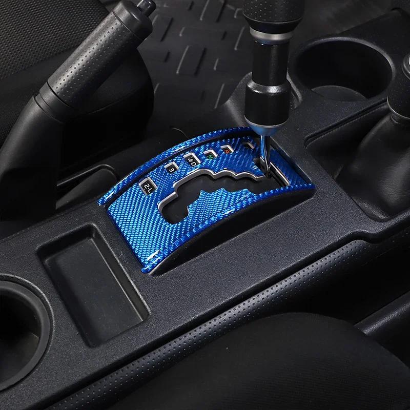 For 20Toyota FJ Cruiser 2007-2021 Soft Carbon Fiber Blue Car Console Gear Shift Box Panel Trim Frame Covers Sticker Accessories