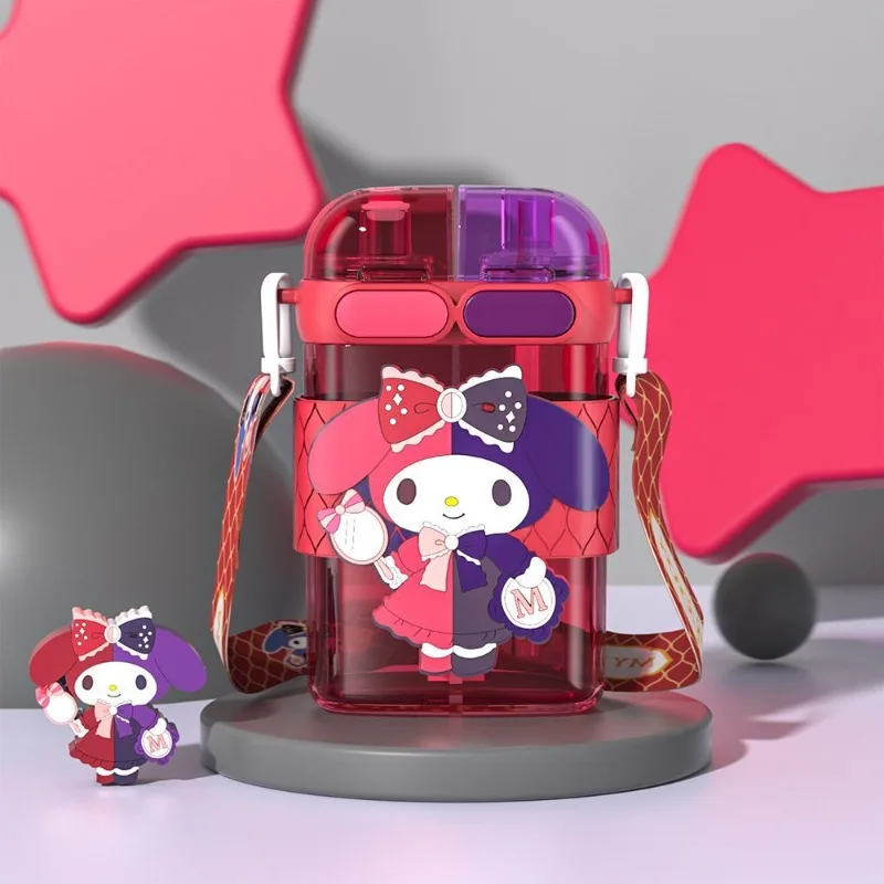 Niedlicher Kuromi-Wasserbecher für den Sommer, Sanrio My Melody Hello Kitty, Cinnamoroll, Doppeltrink-Strohbecher, hochwertiger Wasserkocher für Studenten, Geschenk