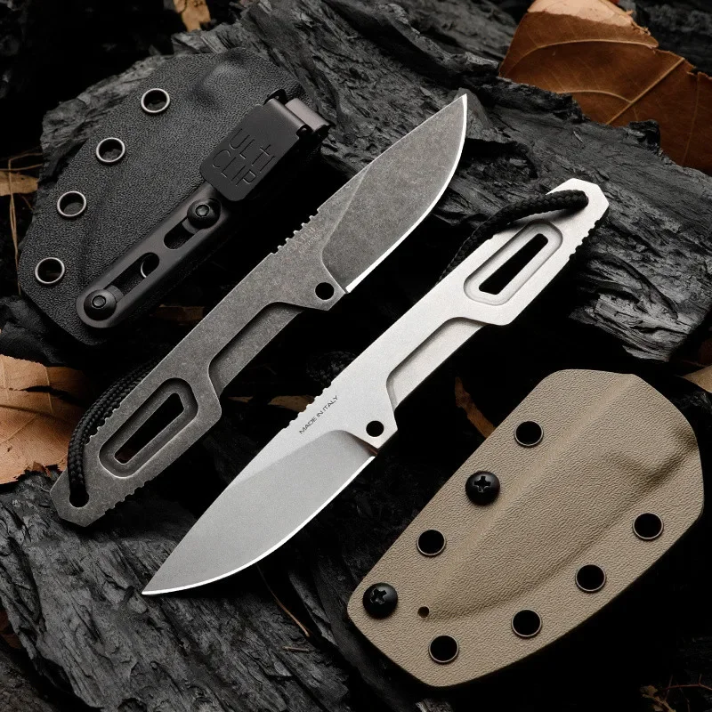 

SATRE D2 Fixed Blade Knife With K Sheath Edc Outdoor Survival Self Defense Multi Tool Key Ring Tactical Hunting Straight Knifes