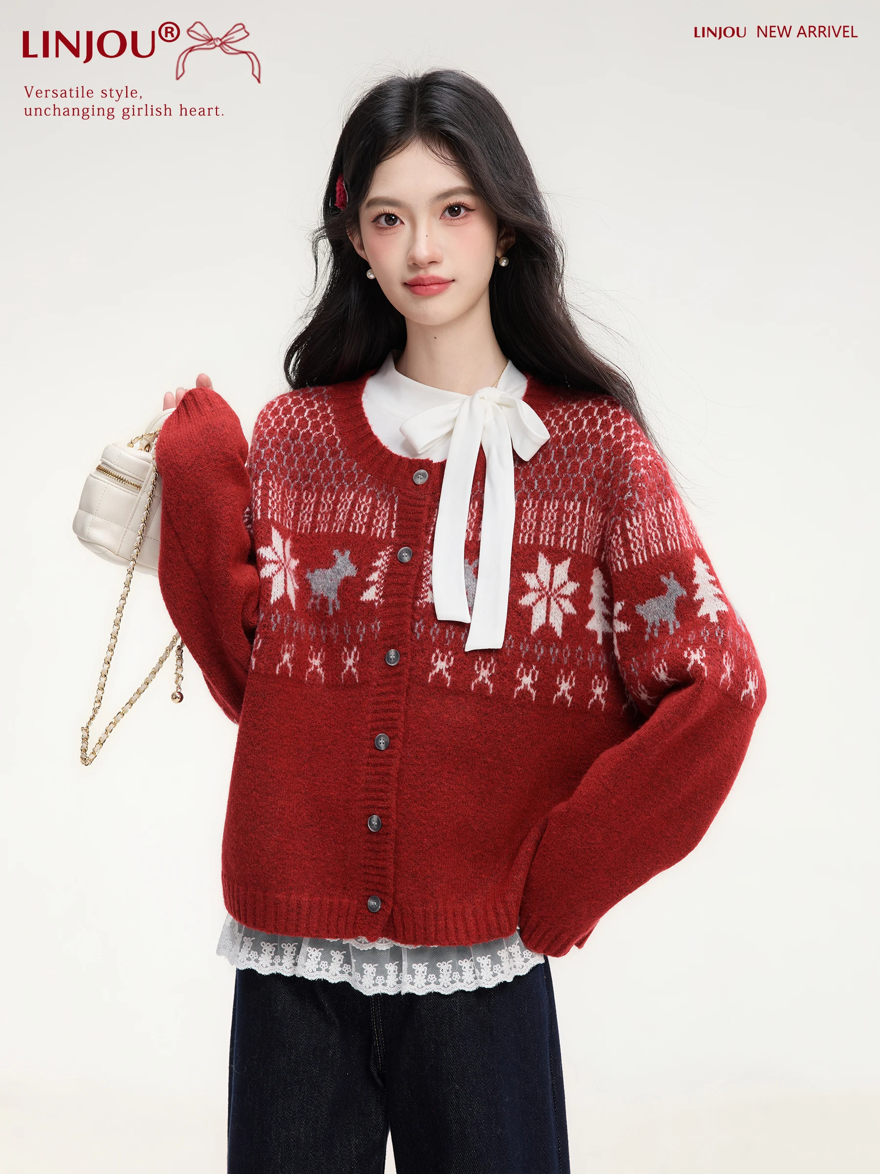 

Теплый вязаный кардиган Ruo Fei Po в стиле Fair Isle для женщин, зимний, маленький размер, из мягкой шерстяной пряжи, комфортный, антистатический