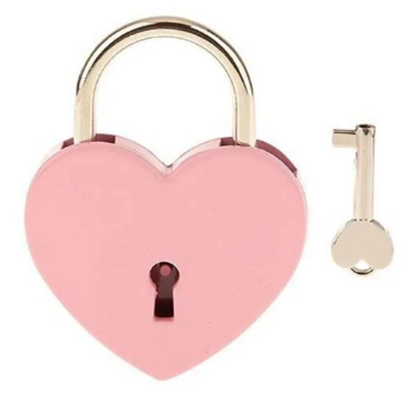 Zinc Alloy 45*59*8mm Heart Style Padlock Large Anti-Theft Padlock with Key Lock Travel Jewelry Box Diary Suitcase Wardrobe Lock