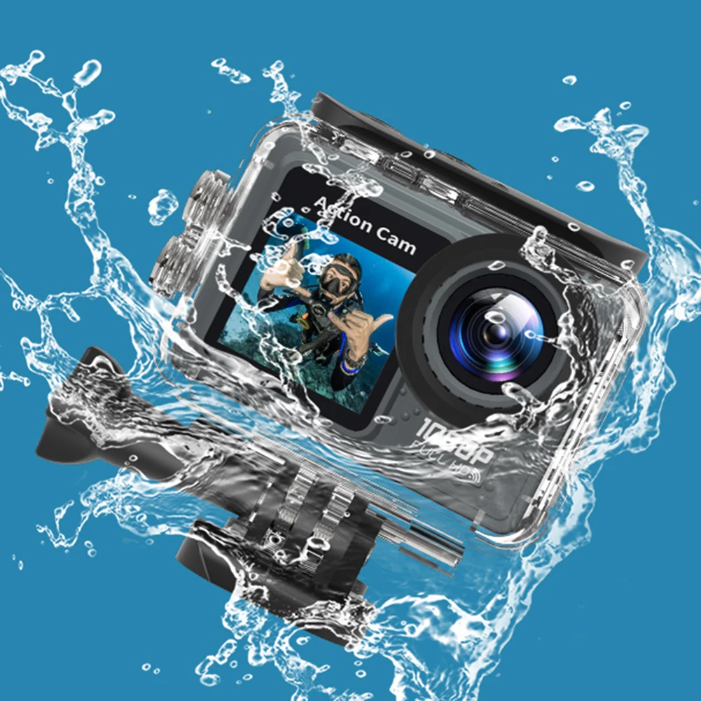 Cámara de pantalla dual 1080P 30FPS Cámara de grabación 120 grabadora de vídeo de ejercicio gran angular con kit de accesorios
