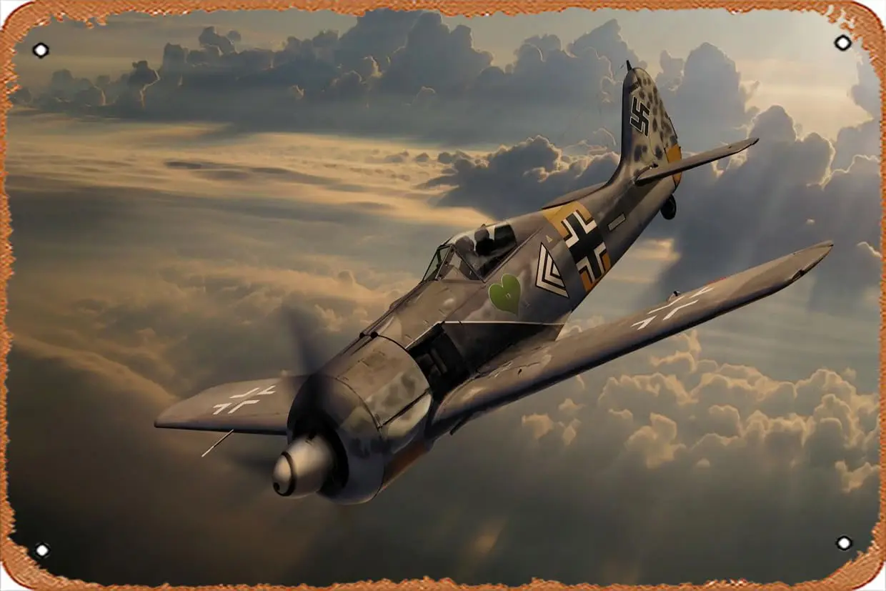 WW2 AirplaneFocke Wulf German World War 2 Aircraft Wallpaper – https / / www Retro Metal Sign for Garden Club Outdoor Indoor Hom