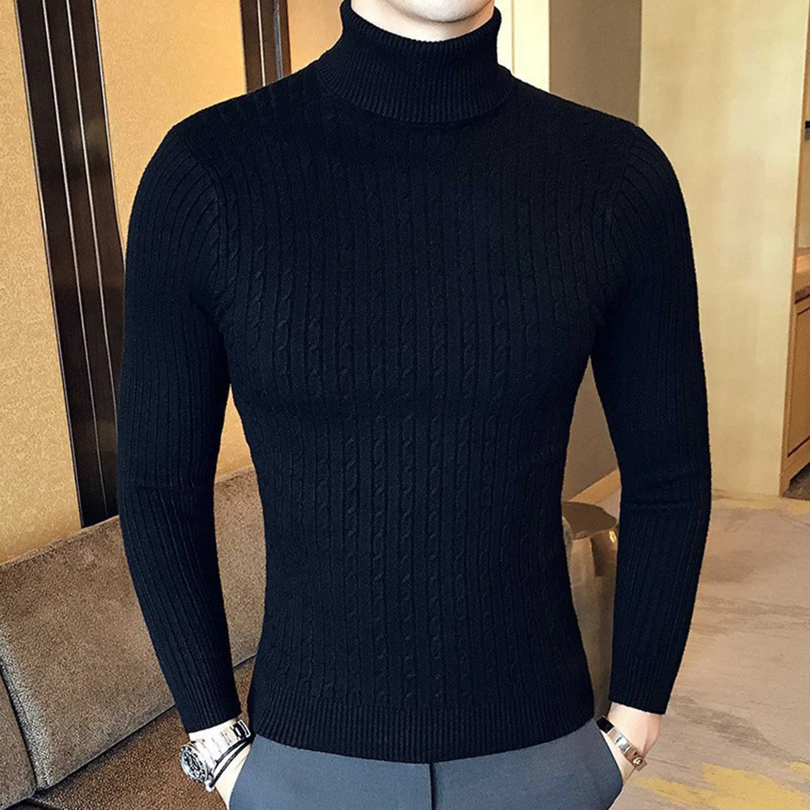 Autumn Winter Warm Sweater Breathable Solid Color Soft Warm Pullover Sweater for Meeting Class School Office