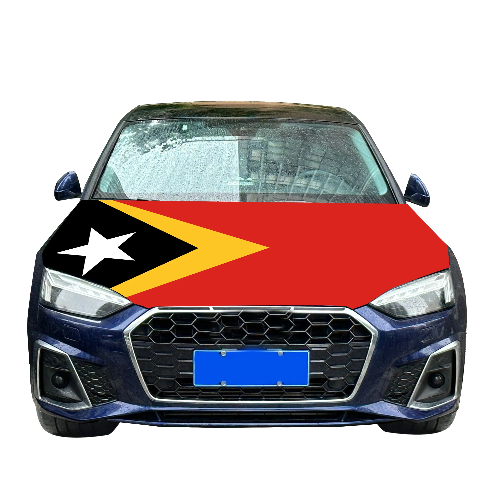 East Timor Car Hood Cover Flag  Universal Size Elastic Polyester 120x150cm for Car Decor