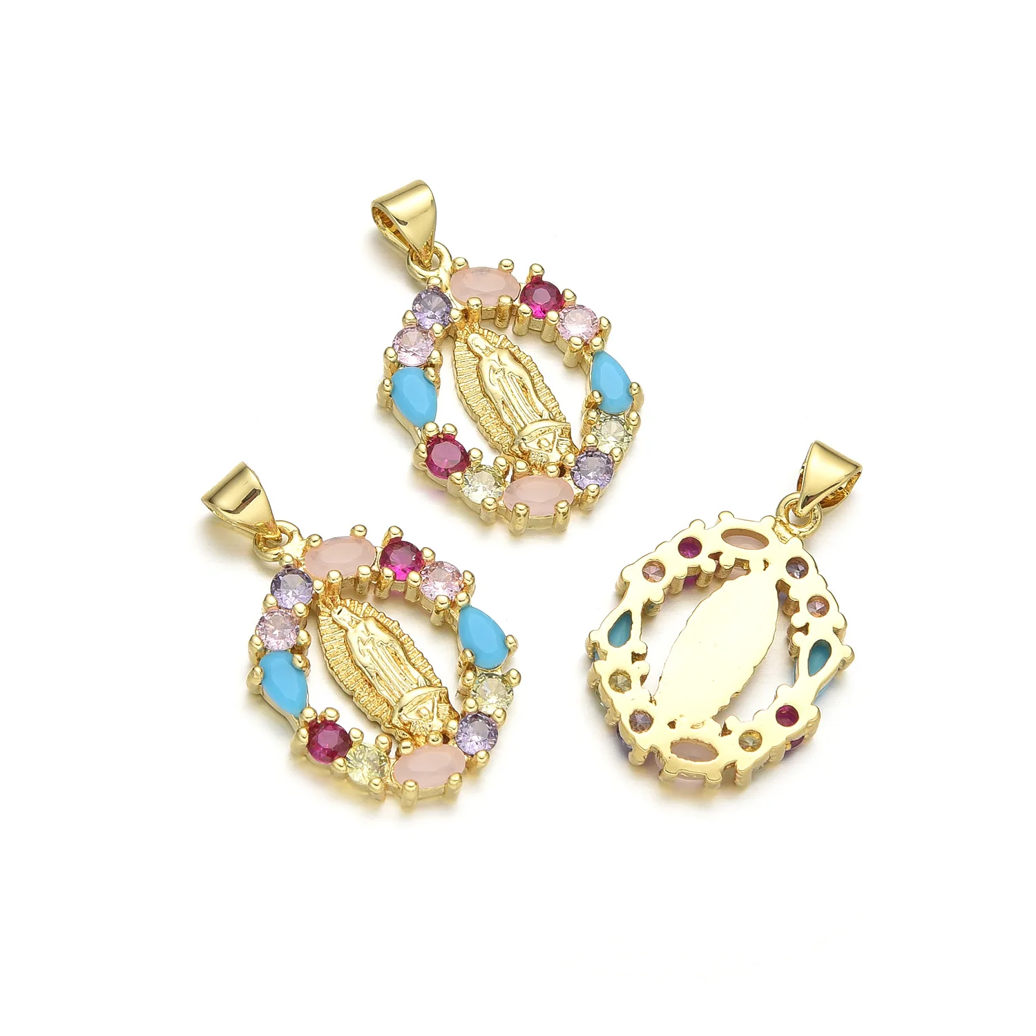 5 قطع أمريكا الشمالية النحاس الزركون مريم العذراء قلادة اكسسوارات اليد DIY بها بنفسك اللؤلؤ قلادة مواد صنع المجوهرات بالجملة #3