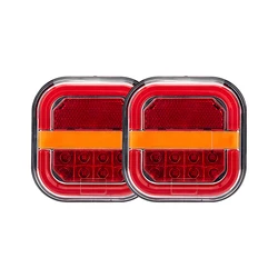 2pcsSquare 4inch LED Tail Light Left Right Rear Brake Lamp Licesen Plate Taillight 12V 24V Turn Signal For TrailerVan Bus Pickup